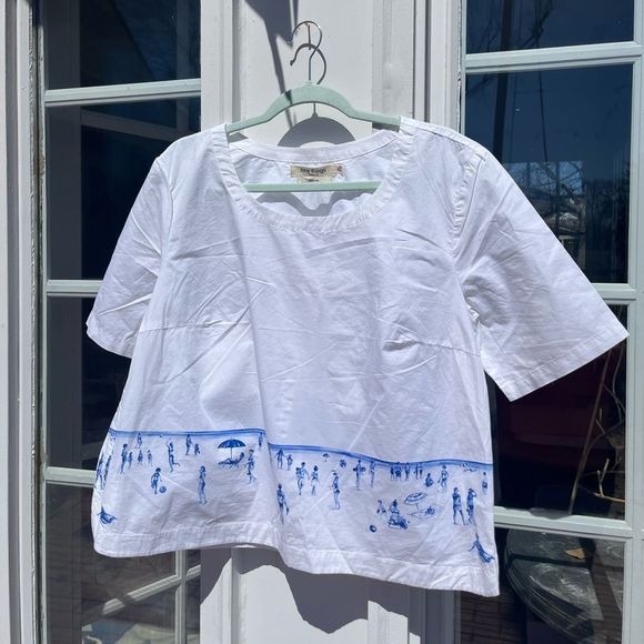 Anthropologie Nice Things Paloma S Beach Scene Top NWT RARE! - Picture 2 of 9